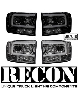 1999 2000 2001 2002 2003 2004 Ford F250 F350 F450 F550 RECON Projector Headlights w/OLED Halos & DRL